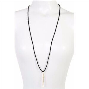 GORJANA | Nora Black Beaded Long 36" Necklace with Gold Pendant
